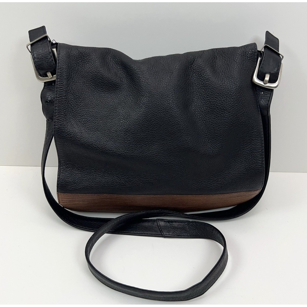 UNLISTED By Kenneth Cole Leather Shoulder Purse Black Buckle Crossbody Strap Bag
